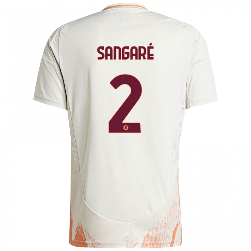 Børn Buba Sangaré #2 Creme Hvid Orange Udebane Spillertrøjer 2024/25 Trøje T-Shirt