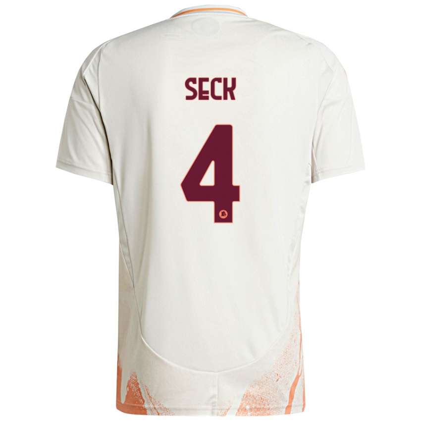 Børn Mohamed Seck #4 Creme Hvid Orange Udebane Spillertrøjer 2024/25 Trøje T-Shirt