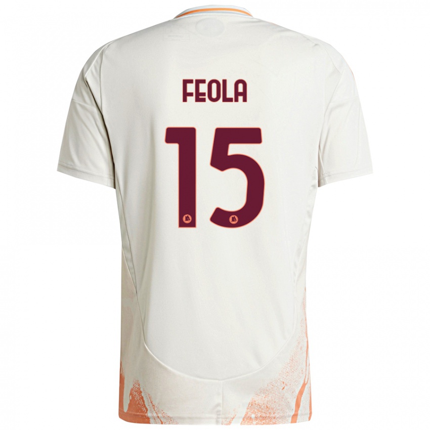 Børn William Feola #15 Creme Hvid Orange Udebane Spillertrøjer 2024/25 Trøje T-Shirt