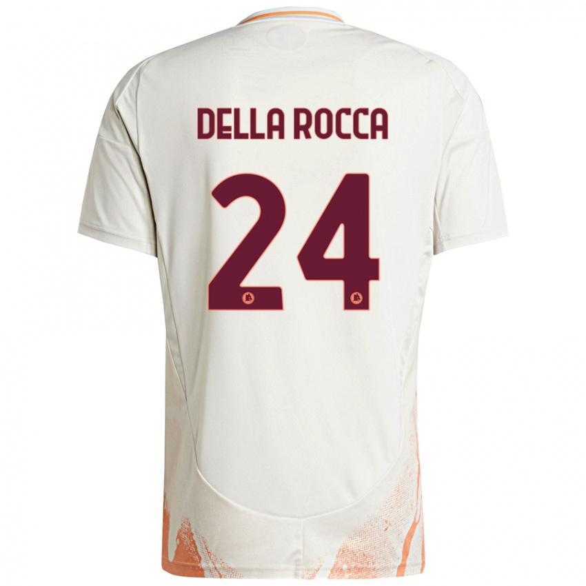 Børn Mattia Della Rocca #24 Creme Hvid Orange Udebane Spillertrøjer 2024/25 Trøje T-Shirt