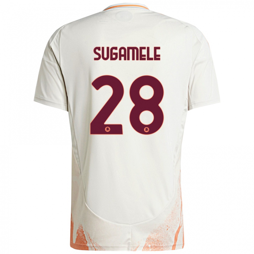 Børn Alessandro Sugamele #28 Creme Hvid Orange Udebane Spillertrøjer 2024/25 Trøje T-Shirt