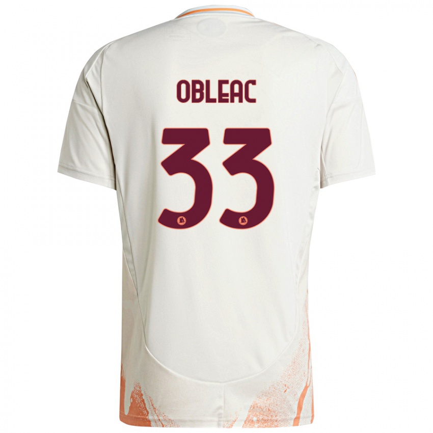 Børn Matteo Obleac #33 Creme Hvid Orange Udebane Spillertrøjer 2024/25 Trøje T-Shirt