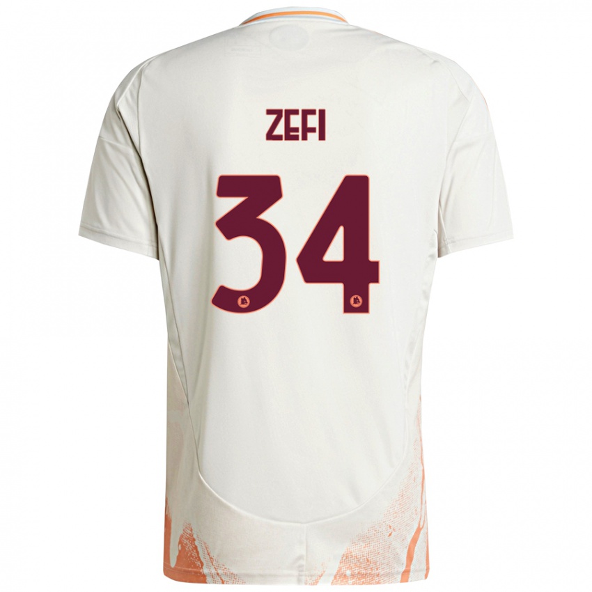 Børn Kevin Zefi #34 Creme Hvid Orange Udebane Spillertrøjer 2024/25 Trøje T-Shirt