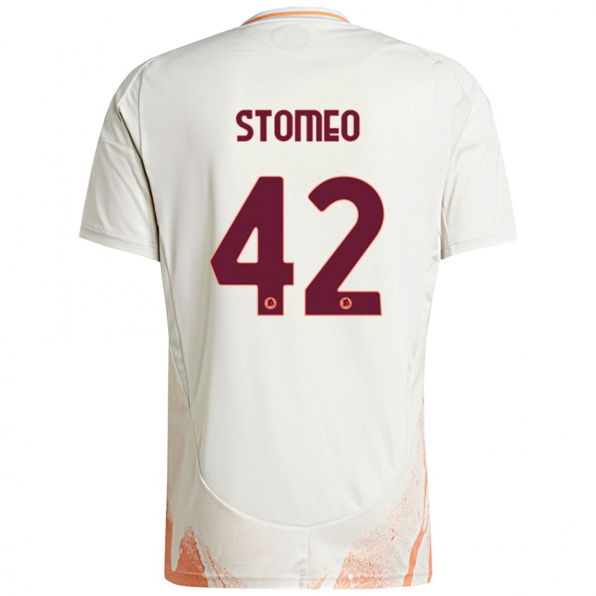 Børn Giorgio Stomeo #42 Creme Hvid Orange Udebane Spillertrøjer 2024/25 Trøje T-Shirt