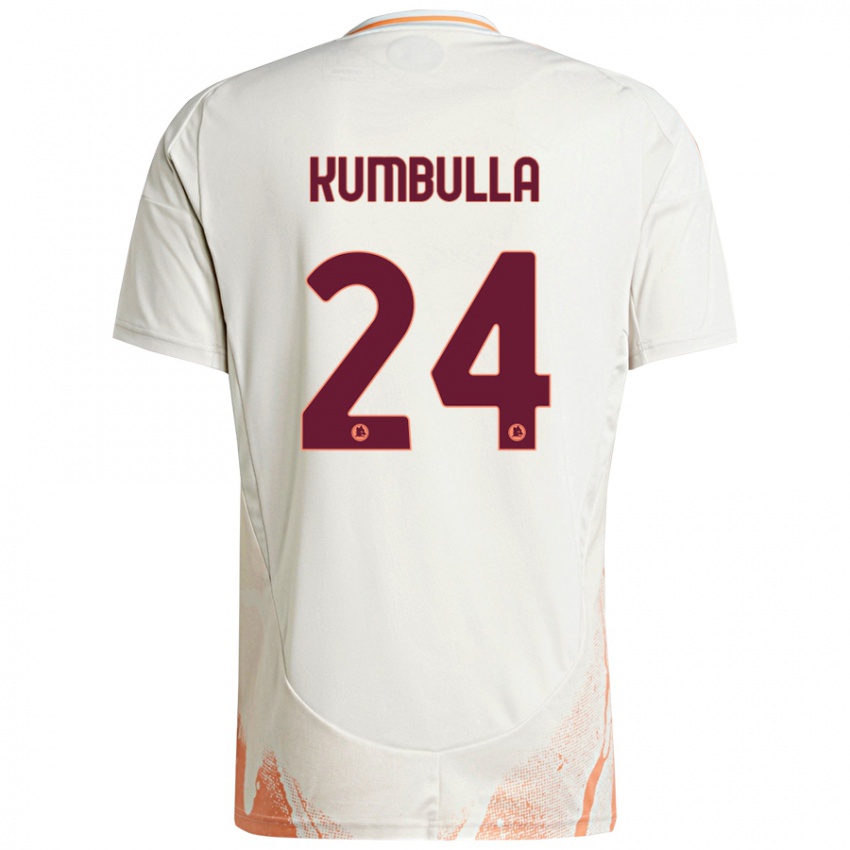 Børn Marash Kumbulla #24 Creme Hvid Orange Udebane Spillertrøjer 2024/25 Trøje T-Shirt