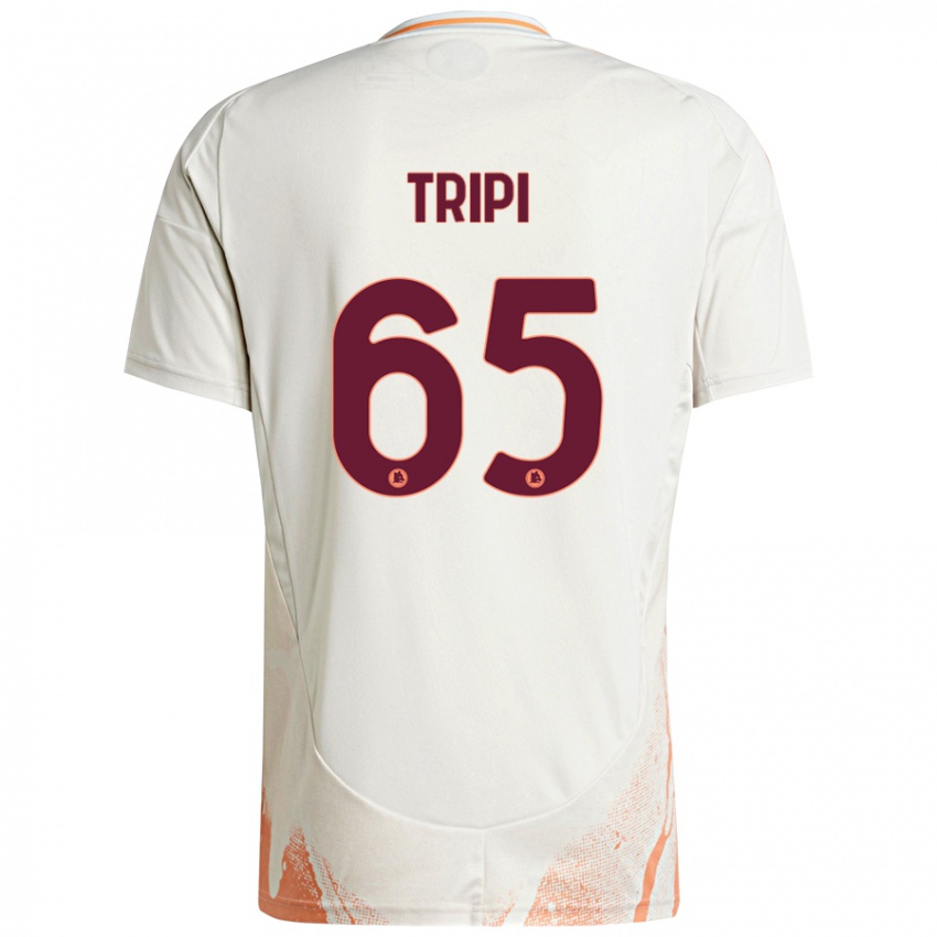 Børn Filippo Tripi #65 Creme Hvid Orange Udebane Spillertrøjer 2024/25 Trøje T-Shirt