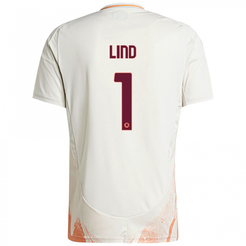 Børn Emma Lind #1 Creme Hvid Orange Udebane Spillertrøjer 2024/25 Trøje T-Shirt