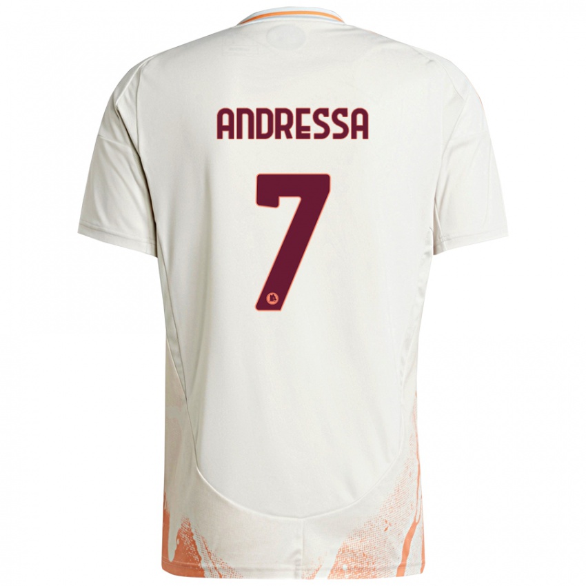 Børn Andressa #7 Creme Hvid Orange Udebane Spillertrøjer 2024/25 Trøje T-Shirt