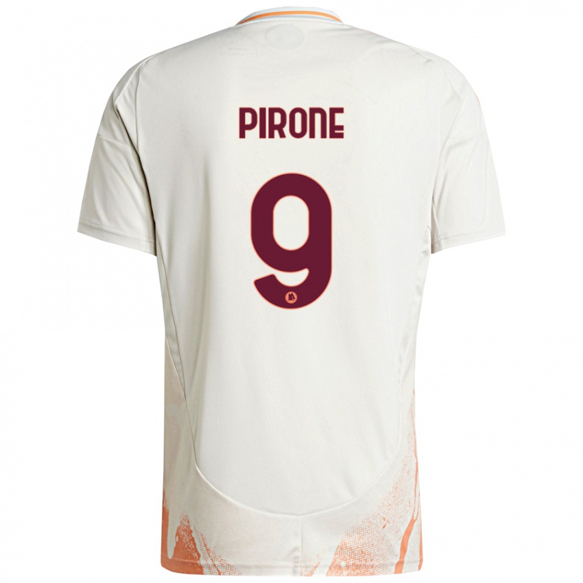 Børn Valeria Pirone #9 Creme Hvid Orange Udebane Spillertrøjer 2024/25 Trøje T-Shirt