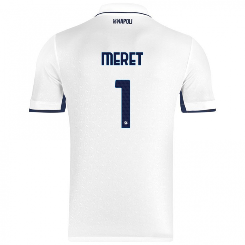 Børn Alex Meret #1 Hvid Kongeblå Udebane Spillertrøjer 2024/25 Trøje T-Shirt