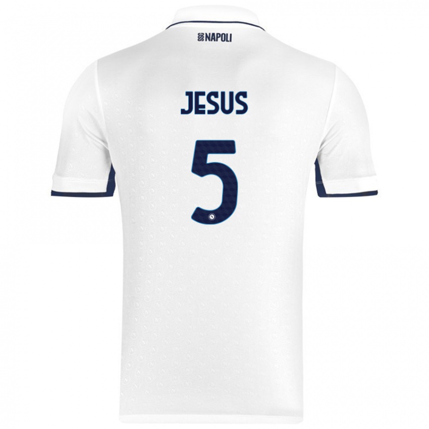 Børn Juan Jesus #5 Hvid Kongeblå Udebane Spillertrøjer 2024/25 Trøje T-Shirt