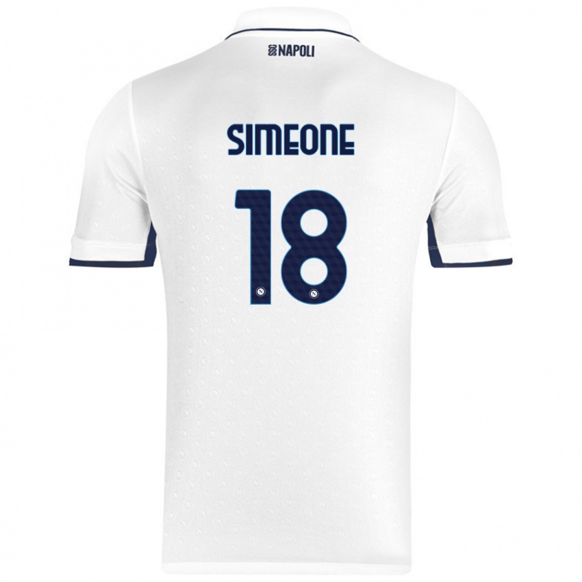 Børn Giovanni Simeone #18 Hvid Kongeblå Udebane Spillertrøjer 2024/25 Trøje T-Shirt