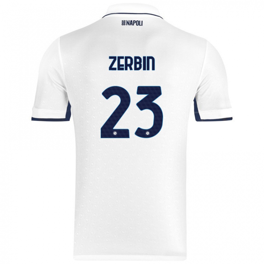 Børn Alessio Zerbin #23 Hvid Kongeblå Udebane Spillertrøjer 2024/25 Trøje T-Shirt