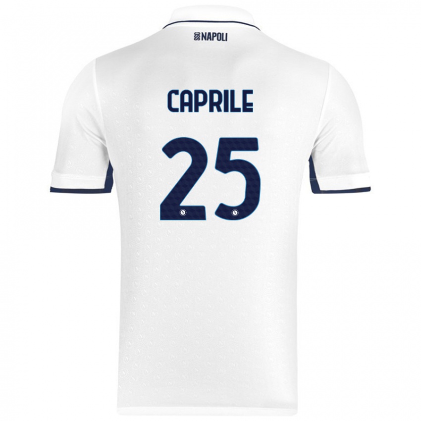 Børn Elia Caprile #25 Hvid Kongeblå Udebane Spillertrøjer 2024/25 Trøje T-Shirt