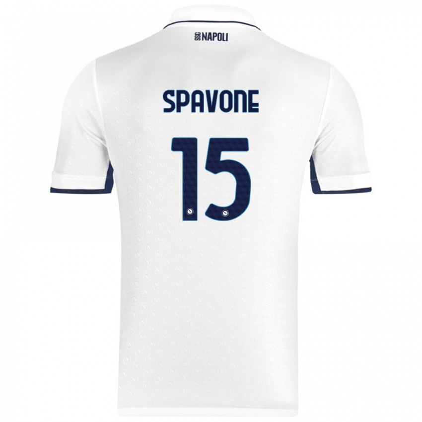 Børn Alessandro Spavone #15 Hvid Kongeblå Udebane Spillertrøjer 2024/25 Trøje T-Shirt