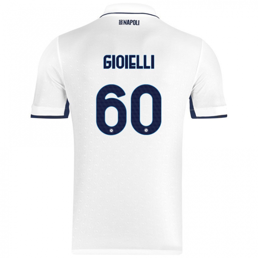 Børn Francesco Gioielli #60 Hvid Kongeblå Udebane Spillertrøjer 2024/25 Trøje T-Shirt