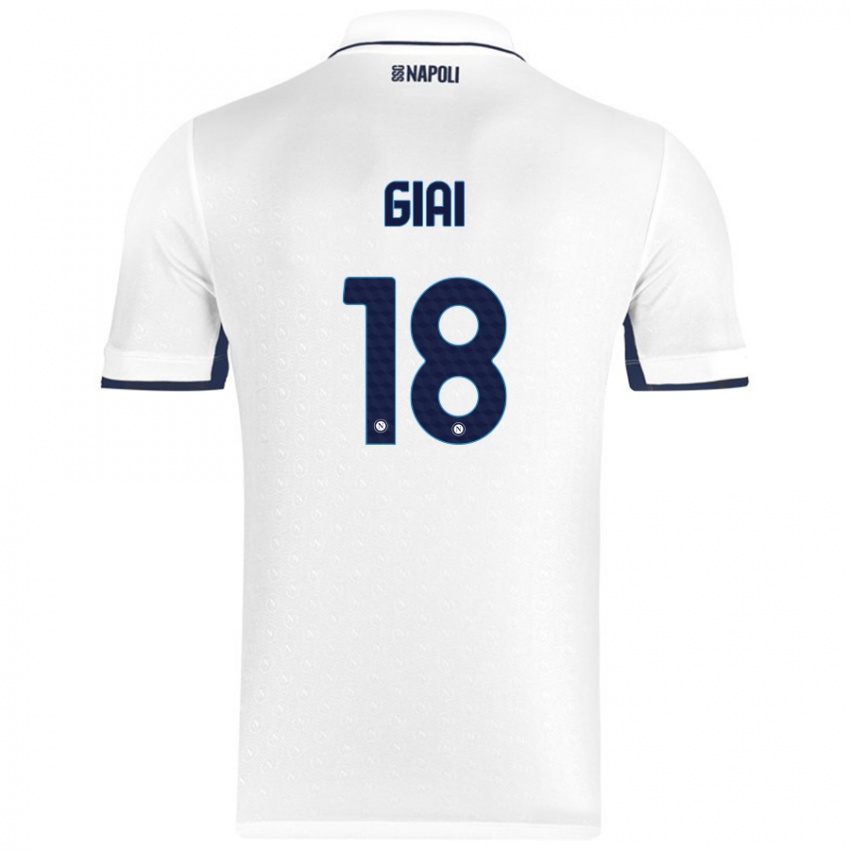 Børn Alice Giai #18 Hvid Kongeblå Udebane Spillertrøjer 2024/25 Trøje T-Shirt