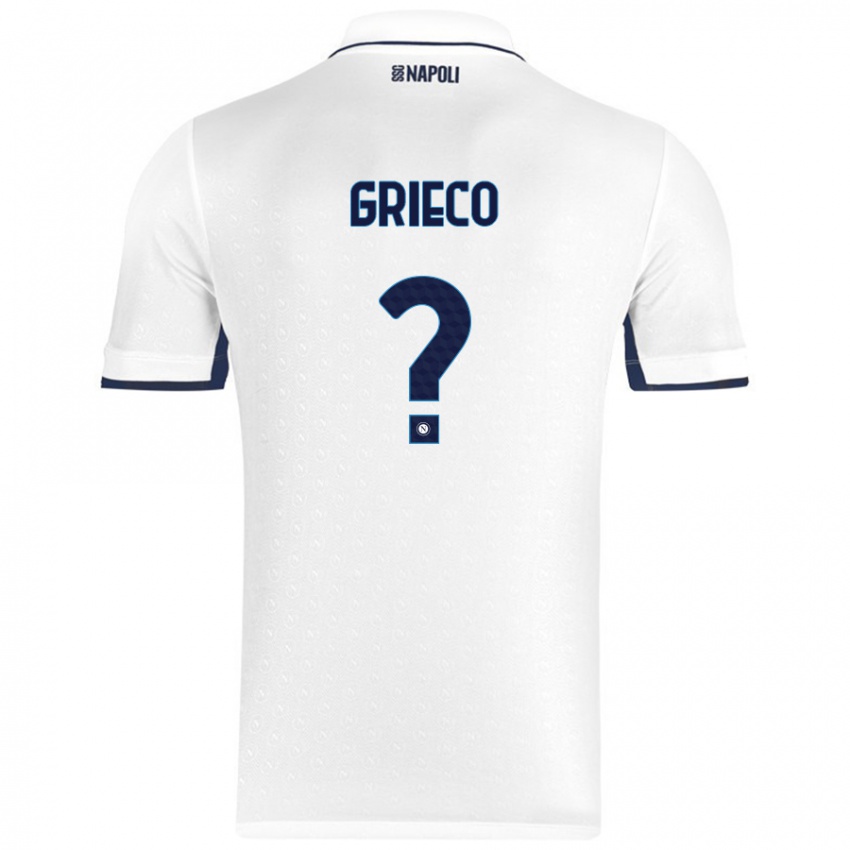 Børn Alessandro Grieco #0 Hvid Kongeblå Udebane Spillertrøjer 2024/25 Trøje T-Shirt