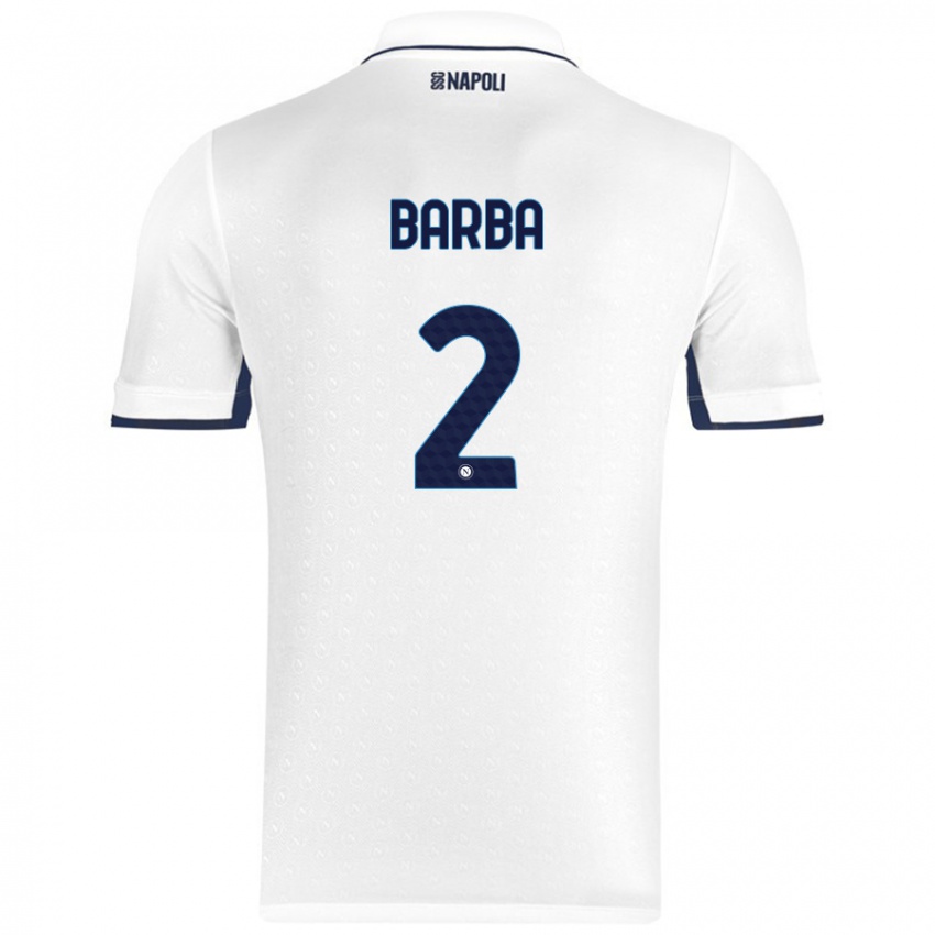 Børn Benedetto Barba #2 Hvid Kongeblå Udebane Spillertrøjer 2024/25 Trøje T-Shirt