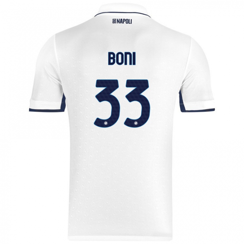 Børn Landry Boni #33 Hvid Kongeblå Udebane Spillertrøjer 2024/25 Trøje T-Shirt