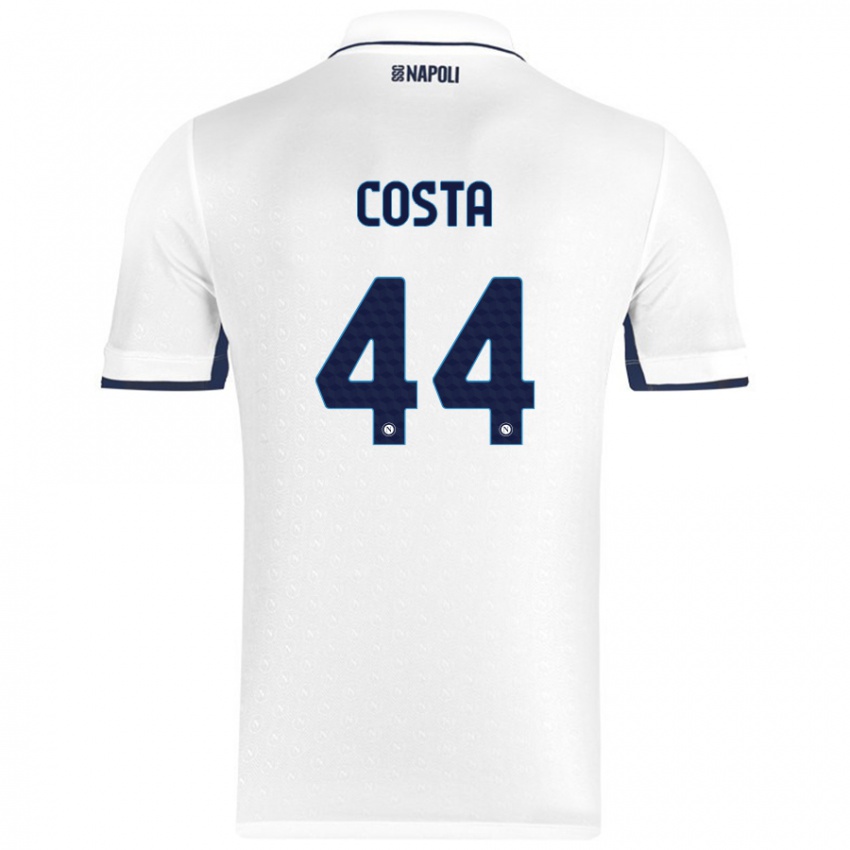 Børn Filippo Costa #44 Hvid Kongeblå Udebane Spillertrøjer 2024/25 Trøje T-Shirt