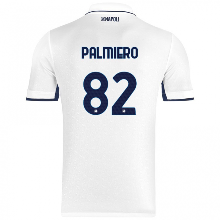 Børn Luca Palmiero #82 Hvid Kongeblå Udebane Spillertrøjer 2024/25 Trøje T-Shirt