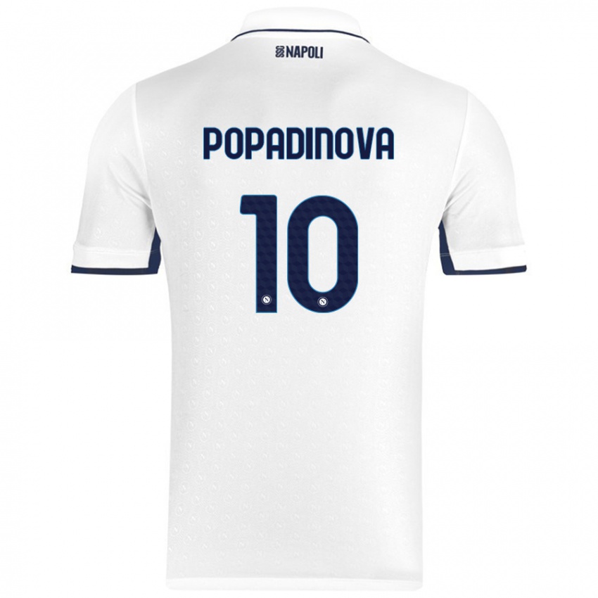 Børn Evdokiya Popadinova #10 Hvid Kongeblå Udebane Spillertrøjer 2024/25 Trøje T-Shirt