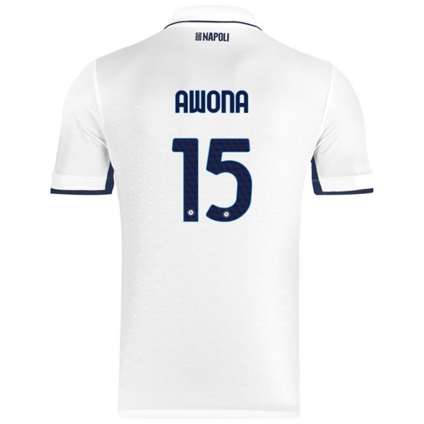 Børn Aurelle Awona #15 Hvid Kongeblå Udebane Spillertrøjer 2024/25 Trøje T-Shirt