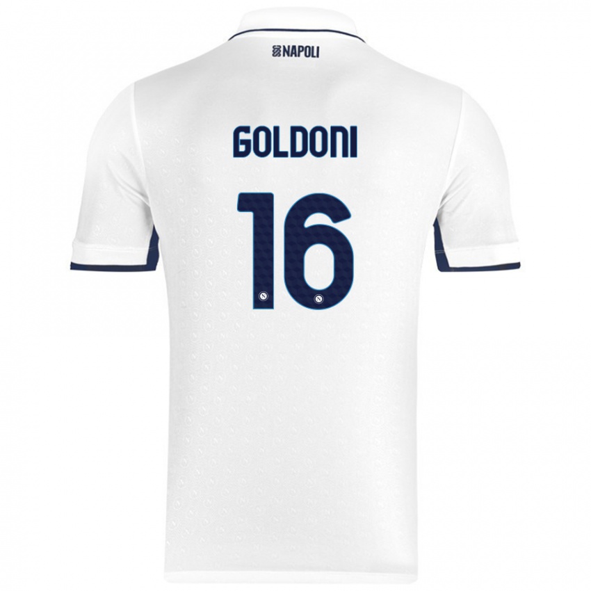 Børn Eleonora Goldoni #16 Hvid Kongeblå Udebane Spillertrøjer 2024/25 Trøje T-Shirt