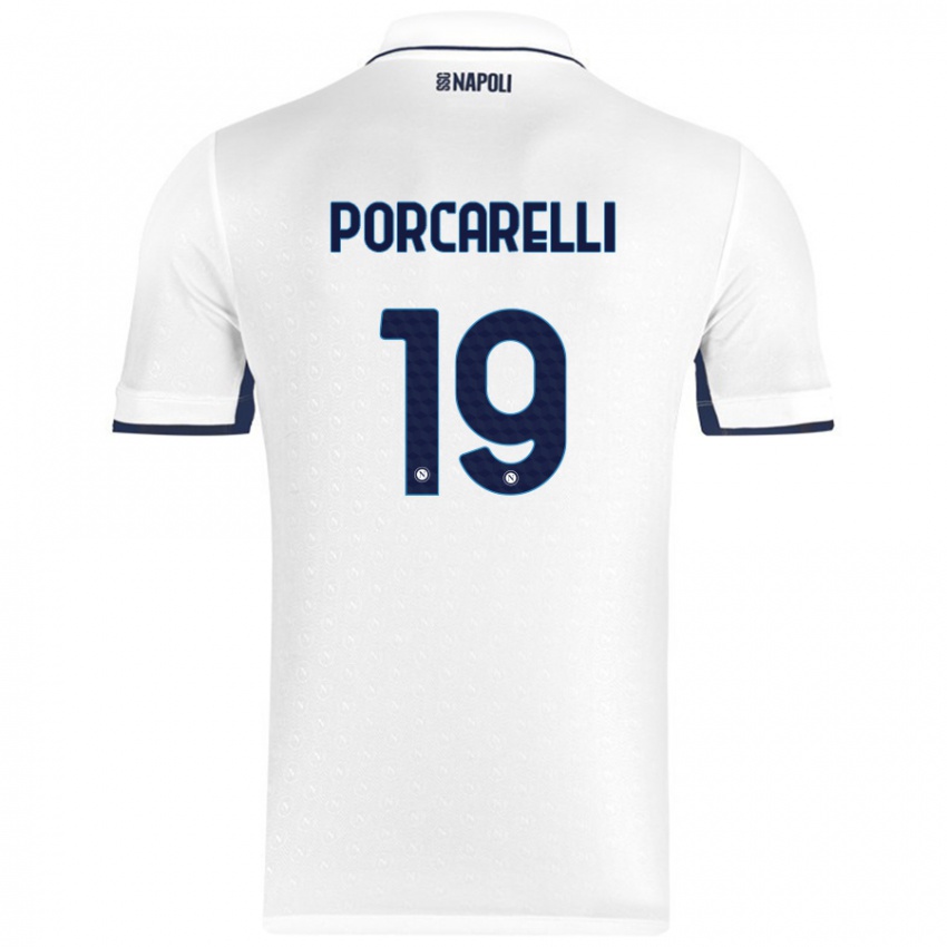 Børn Maddelena Porcarelli #19 Hvid Kongeblå Udebane Spillertrøjer 2024/25 Trøje T-Shirt