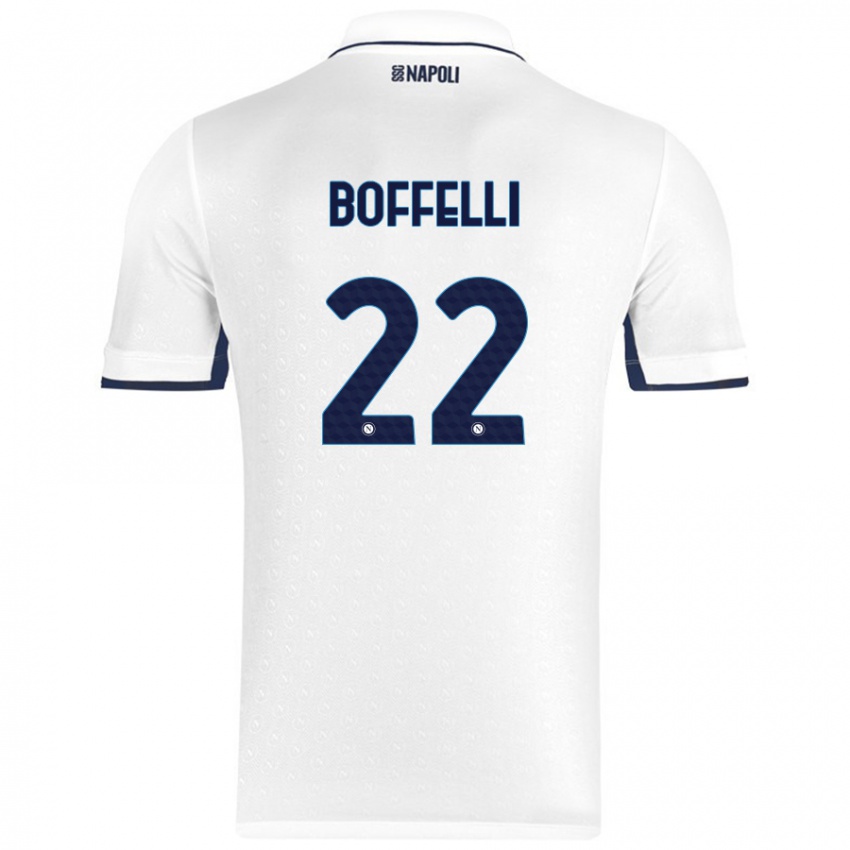 Børn Valerio Boffelli #22 Hvid Kongeblå Udebane Spillertrøjer 2024/25 Trøje T-Shirt