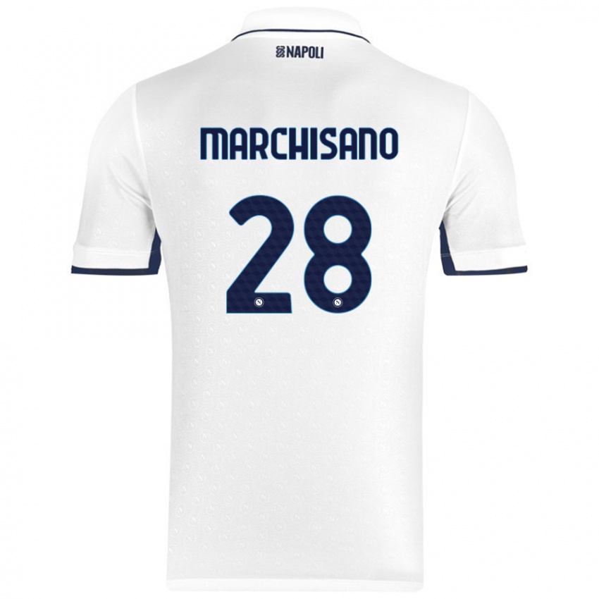 Børn Matteo Marchisano #28 Hvid Kongeblå Udebane Spillertrøjer 2024/25 Trøje T-Shirt