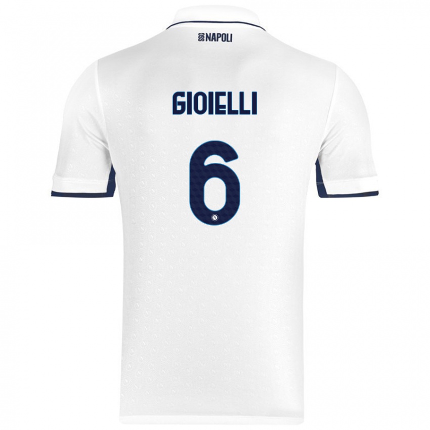 Børn Francesco Pio Gioielli #6 Hvid Kongeblå Udebane Spillertrøjer 2024/25 Trøje T-Shirt