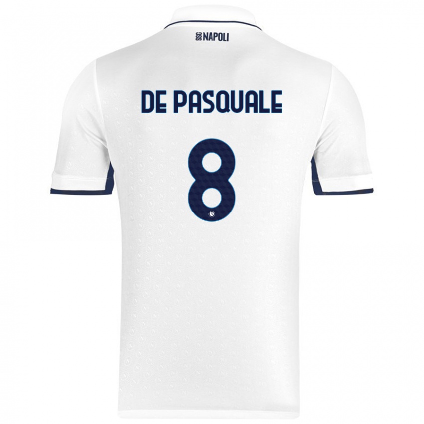 Børn Dylan De Pasquale #8 Hvid Kongeblå Udebane Spillertrøjer 2024/25 Trøje T-Shirt