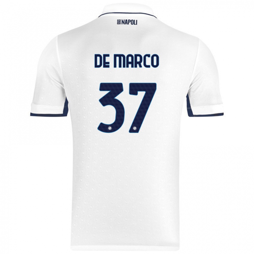 Børn Francesco De Marco #37 Hvid Kongeblå Udebane Spillertrøjer 2024/25 Trøje T-Shirt