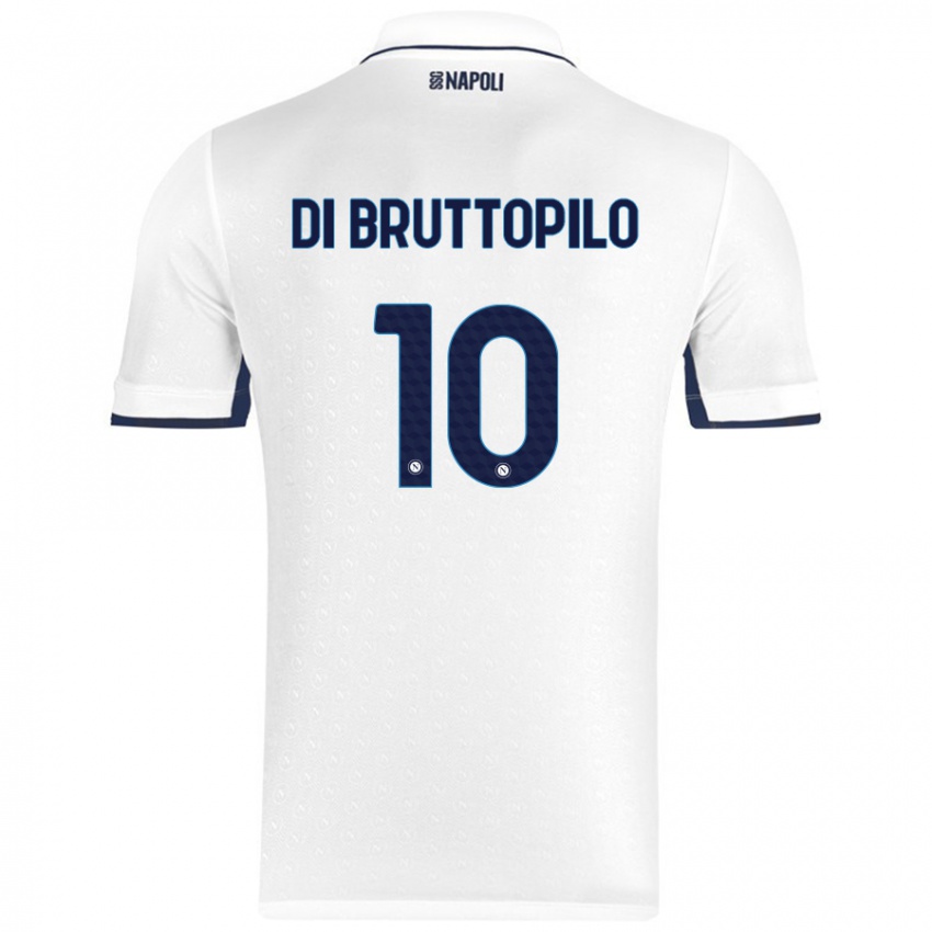 Børn Giuseppe Ambrosino Di Bruttopilo #10 Hvid Kongeblå Udebane Spillertrøjer 2024/25 Trøje T-Shirt