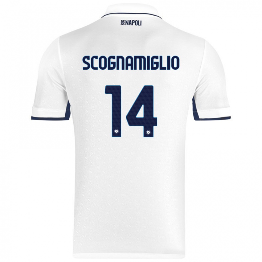 Børn Fabio Scognamiglio #14 Hvid Kongeblå Udebane Spillertrøjer 2024/25 Trøje T-Shirt