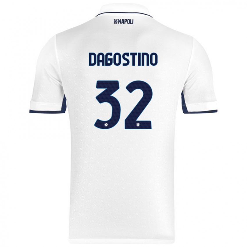 Børn Giuseppe Dagostino #32 Hvid Kongeblå Udebane Spillertrøjer 2024/25 Trøje T-Shirt