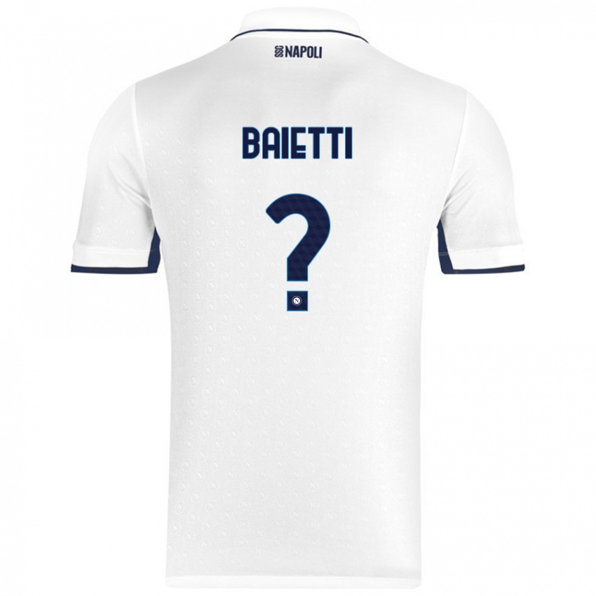 Børn Francesco Baietti #0 Hvid Kongeblå Udebane Spillertrøjer 2024/25 Trøje T-Shirt