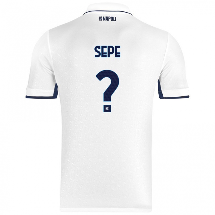 Børn Mauro Sepe #0 Hvid Kongeblå Udebane Spillertrøjer 2024/25 Trøje T-Shirt