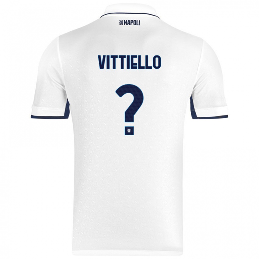 Børn Antonio Vittiello #0 Hvid Kongeblå Udebane Spillertrøjer 2024/25 Trøje T-Shirt