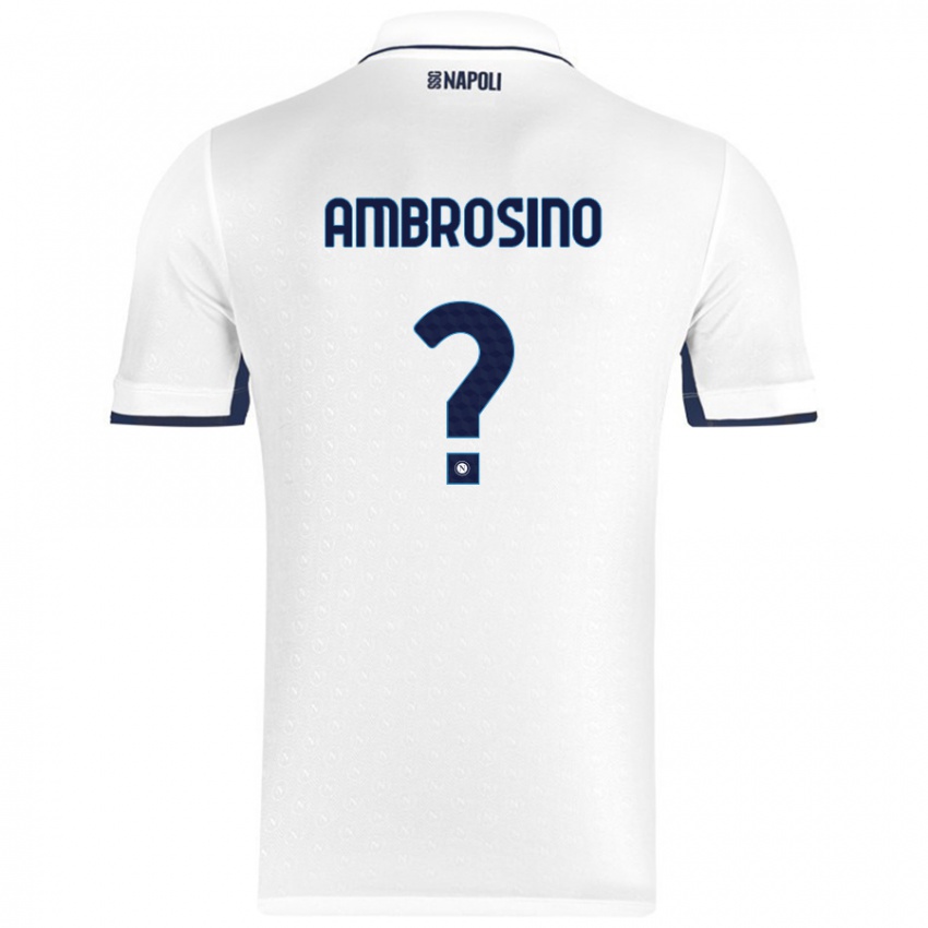 Børn Ambrosino #0 Hvid Kongeblå Udebane Spillertrøjer 2024/25 Trøje T-Shirt