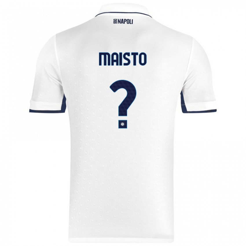 Børn Antonio Maisto #0 Hvid Kongeblå Udebane Spillertrøjer 2024/25 Trøje T-Shirt