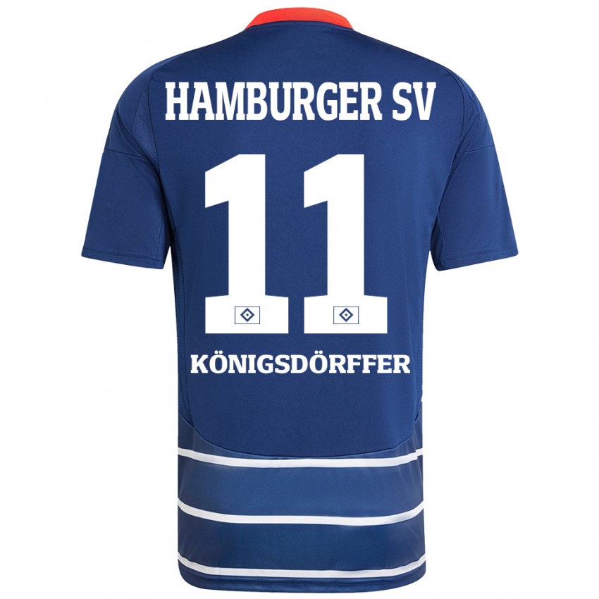 Børn Ransford Königsdörffer #11 Mørkeblå Udebane Spillertrøjer 2024/25 Trøje T-Shirt