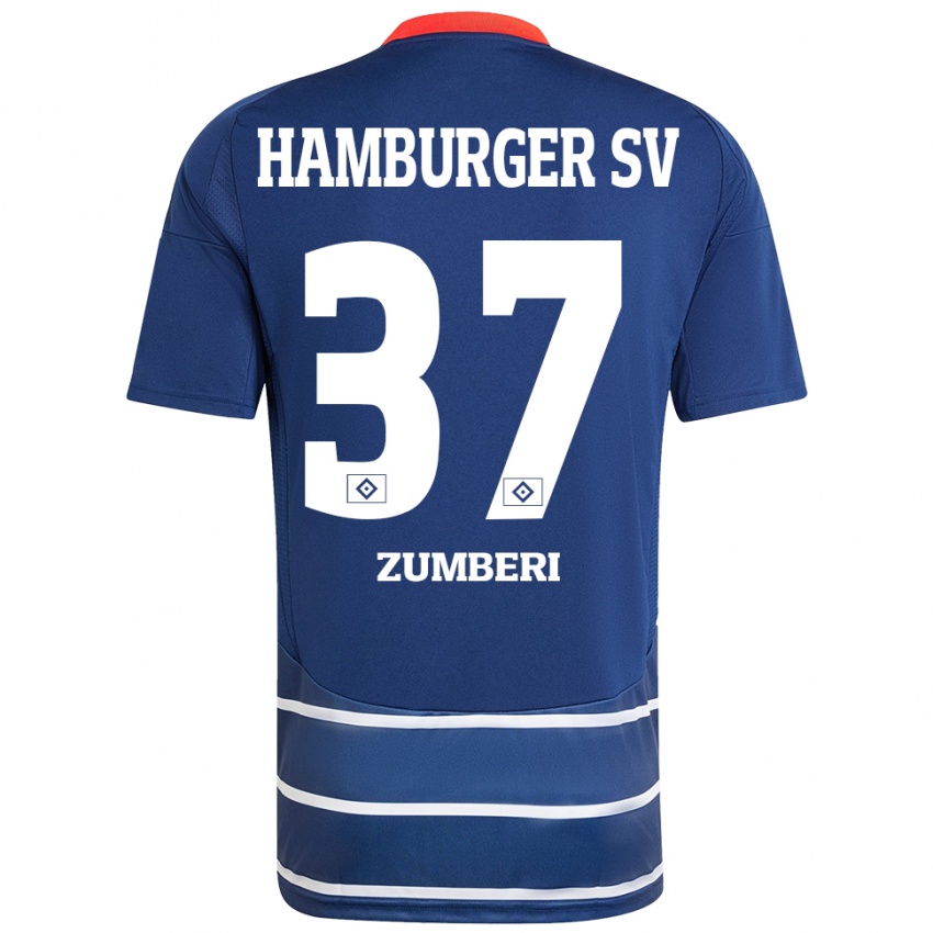 Børn Valon Zumberi #37 Mørkeblå Udebane Spillertrøjer 2024/25 Trøje T-Shirt