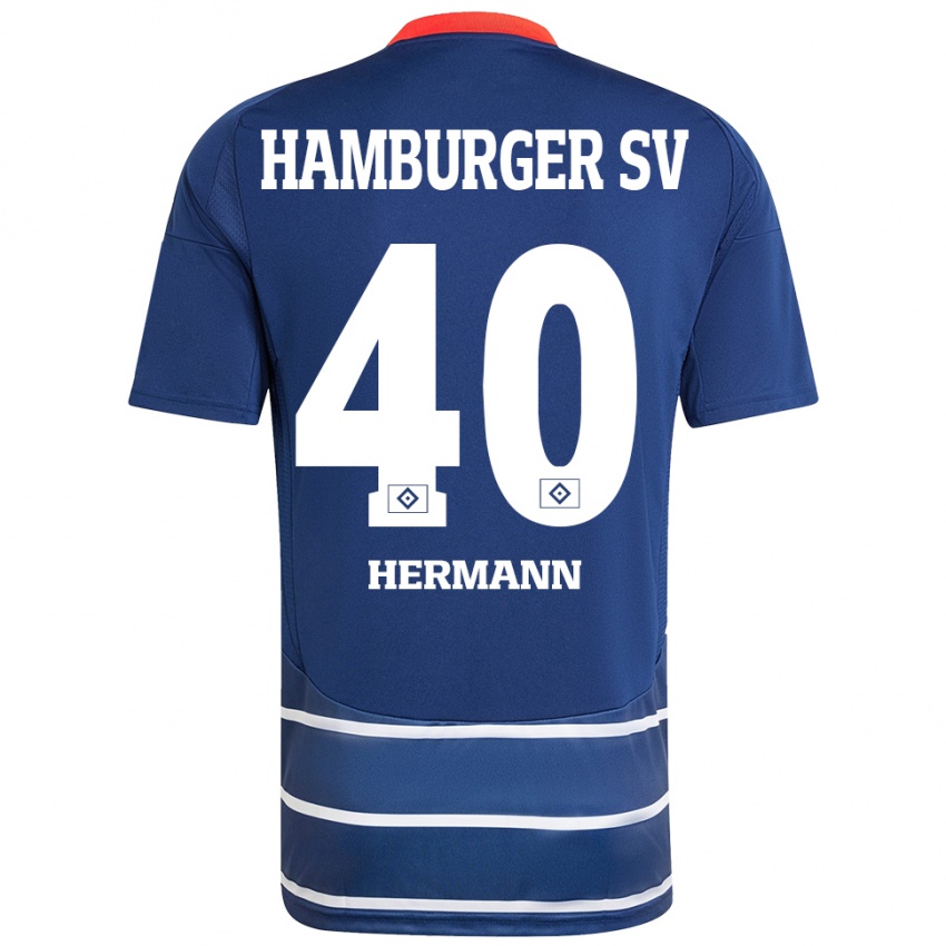 Børn Hannes Hermann #40 Mørkeblå Udebane Spillertrøjer 2024/25 Trøje T-Shirt