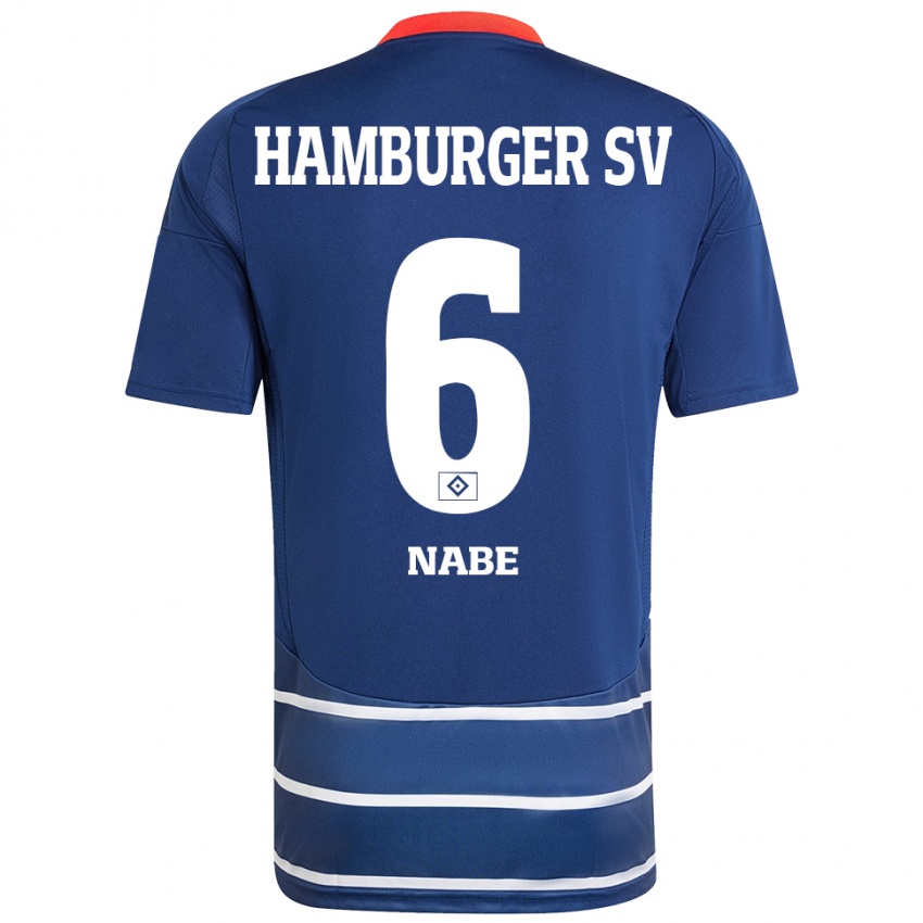 Børn Jamal Nabe #6 Mørkeblå Udebane Spillertrøjer 2024/25 Trøje T-Shirt