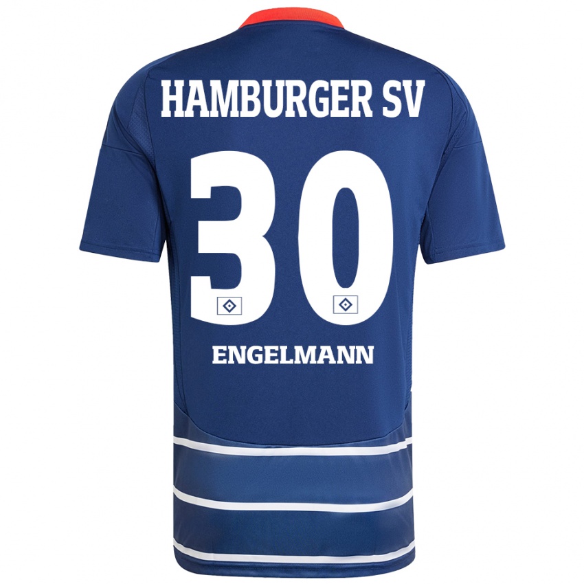 Børn Timon Engelmann #30 Mørkeblå Udebane Spillertrøjer 2024/25 Trøje T-Shirt