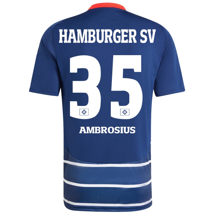 Børn Stephan Ambrosius #35 Mørkeblå Udebane Spillertrøjer 2024/25 Trøje T-Shirt