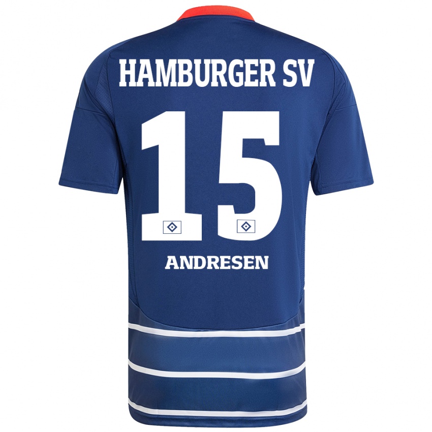 Børn Bent Andresen #15 Mørkeblå Udebane Spillertrøjer 2024/25 Trøje T-Shirt